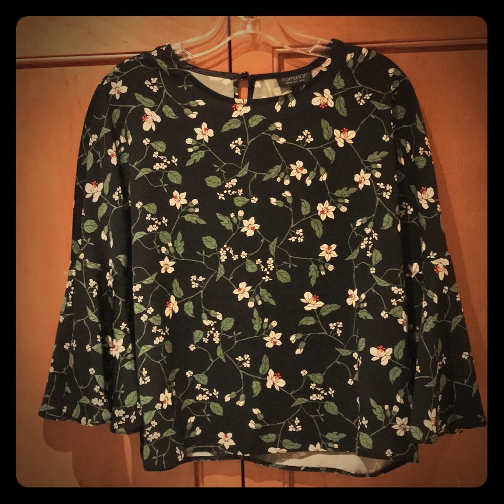 Topshop flower bell sleeve top